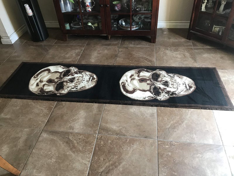 Americana Skull Area Rug Brown & Black Carpet King Design 134 (2 Feet X 7 Feet 3 Inch) - Image 5